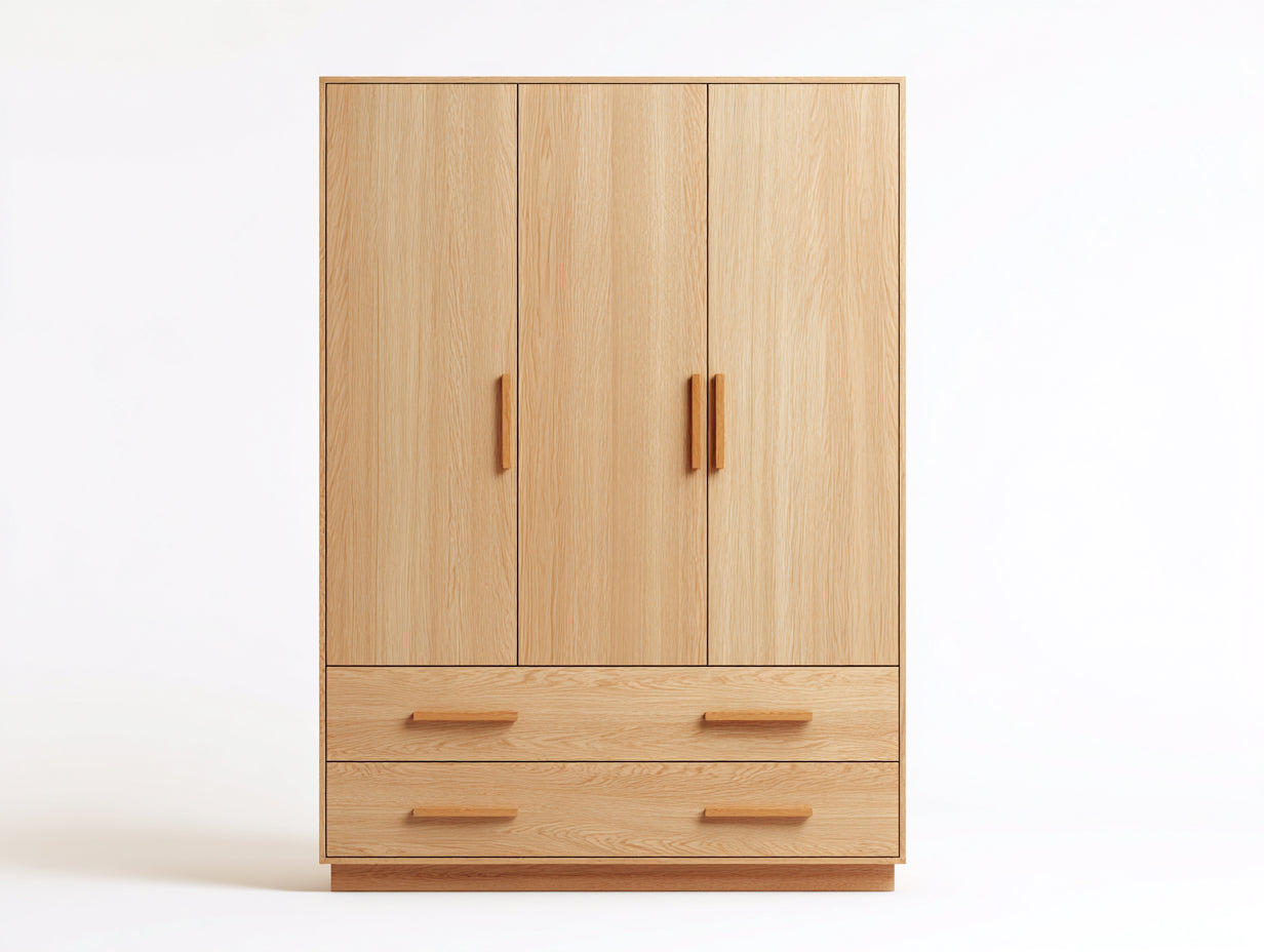 Armadio - legno - 125x50x185 cm - rovere chiaro - moderno con ante e cassetti