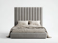 Letto matrimoniale - velluto - 222x174x150 cm - grigio tortora - moderno