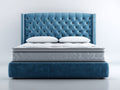 Letto matrimoniale - velluto - 218x174x126 cm - blu petrolio - classico moderno