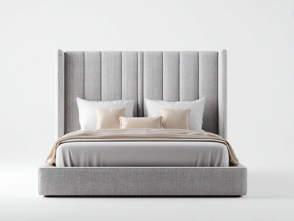 Letto matrimoniale - tessuto - 216x176x122 cm - grigio chiaro - moderno