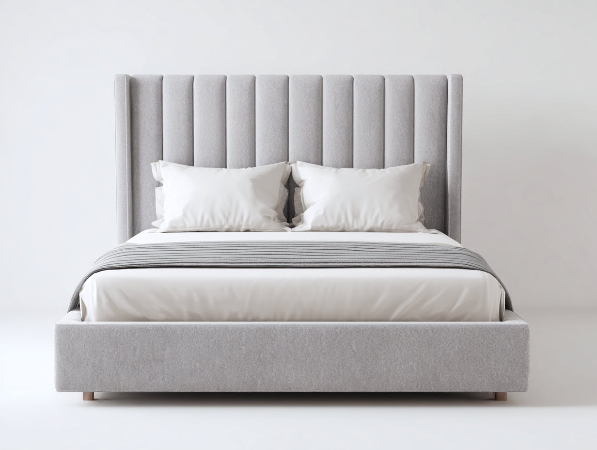 Letto matrimoniale - tessuto - 214x170x132 cm - grigio chiaro - moderno
