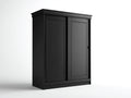 Armadio - legno-metallo - 145x58x190 cm - nero opaco - classico moderno con ante scorrevoli