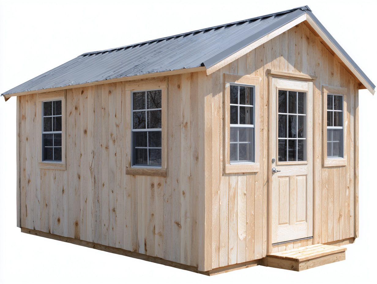 Casetta da giardino - legno-vetro - 438x286x272 cm - legno naturale-grigio - stile rustico