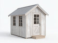 Casetta da giardino - legno-vetro - 286x218x258 cm - bianco naturale-grigio chiaro - stile cottage
