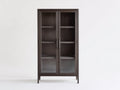 Librerie - legno-vetro-metallo - 86x34x158 cm - marrone scuro - contemporaneo