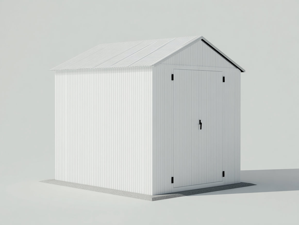 Casetta da giardino - metallo - 356x268x266 cm - bianco - tetto a due falde