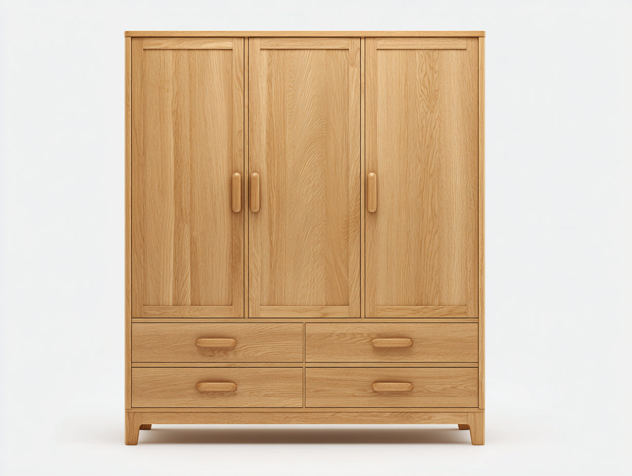 Armadio - legno - 130x55x180 cm - rovere chiaro - classico moderno con ante e cassetti