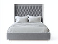 Letto matrimoniale - velluto-metallo - 218x176x142 cm - grigio argento - classico moderno
