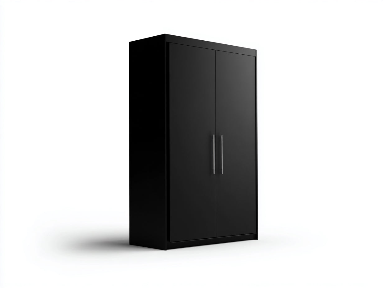 Armadio - pannello in legno-metallo - 90x50x180 cm - nero - moderno minimalista con ante battenti