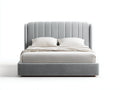 Letto matrimoniale - velluto - 216x172x118 cm - grigio chiaro - contemporaneo