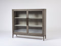 Librerie - legno-vetro-metallo - 112x39x118 cm - rovere grigio - contemporaneo