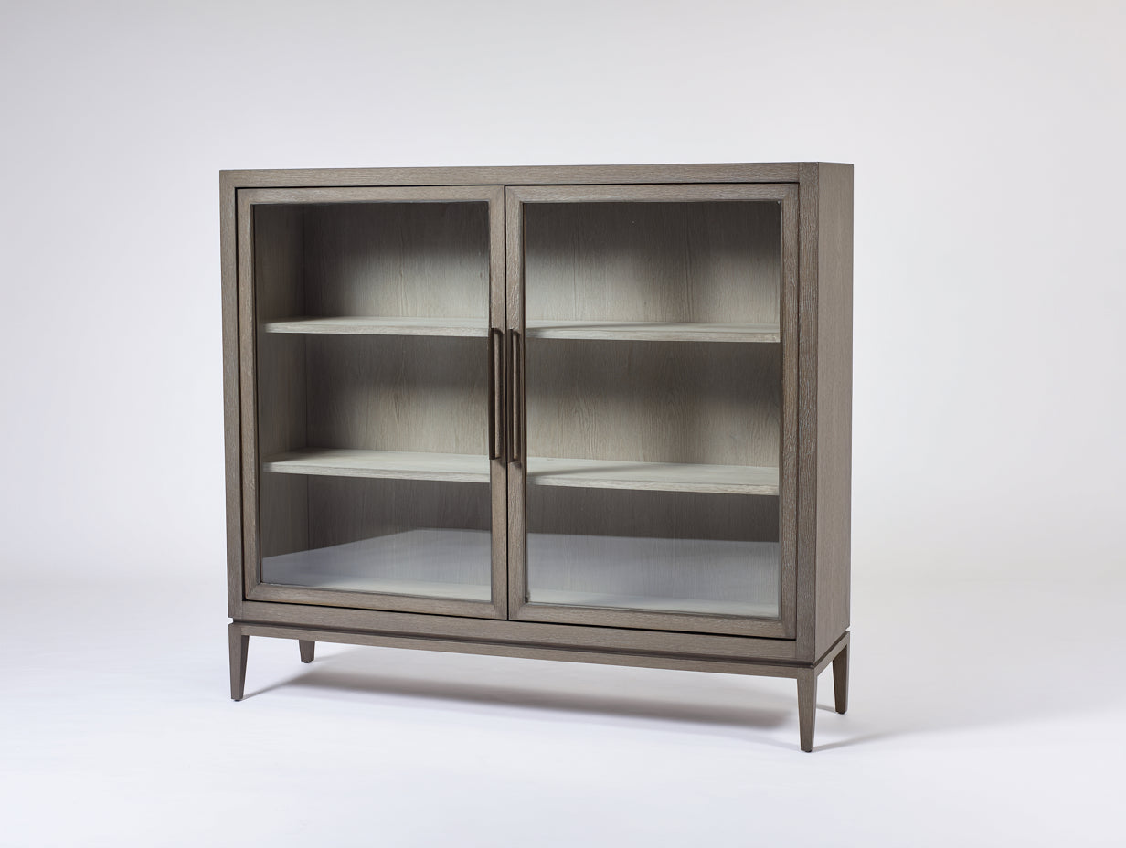 Librerie - legno-vetro-metallo - 112x39x118 cm - rovere grigio - contemporaneo