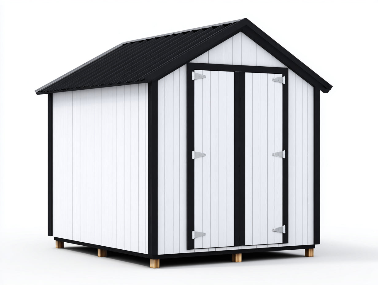Casetta da giardino - legno - 298x220x246 cm - bianco-nero - stile classico