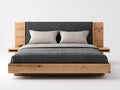Letto matrimoniale - legno-tessuto - 220x286x112 cm - rovere naturale-grigio scuro - moderno